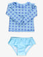 RuffleButts Periwinkle Blue Coastal Cane Skirted 2 Piece Swimsuit