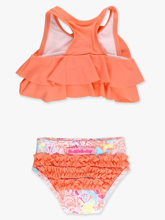 RuffleButts Sunset Seashells 2 Piece Swimsuit