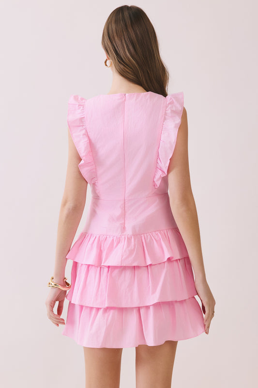 Ruffle Mini Dress In Light Pink