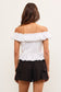 Ruffled Off Shoulder Top In White