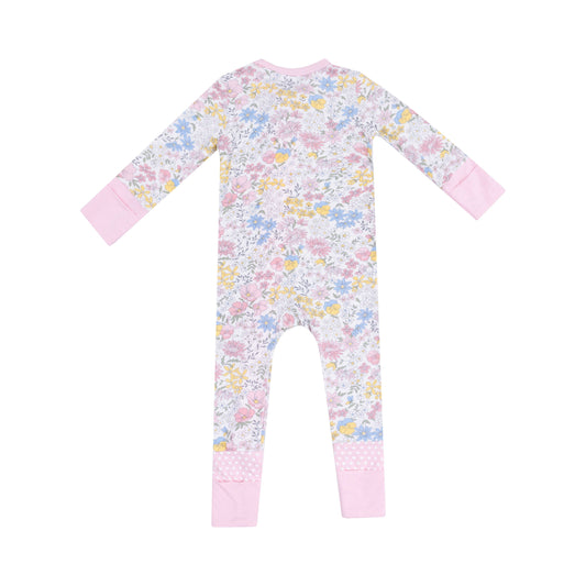 Angel Dear Viola Floral 2 Way Zipper Romper