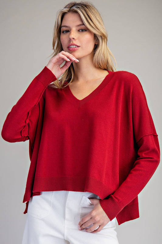Relaxed Fit Sweater In Merlot
