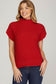 Drop Sleeve Mock Neck Knit Sweater in Red