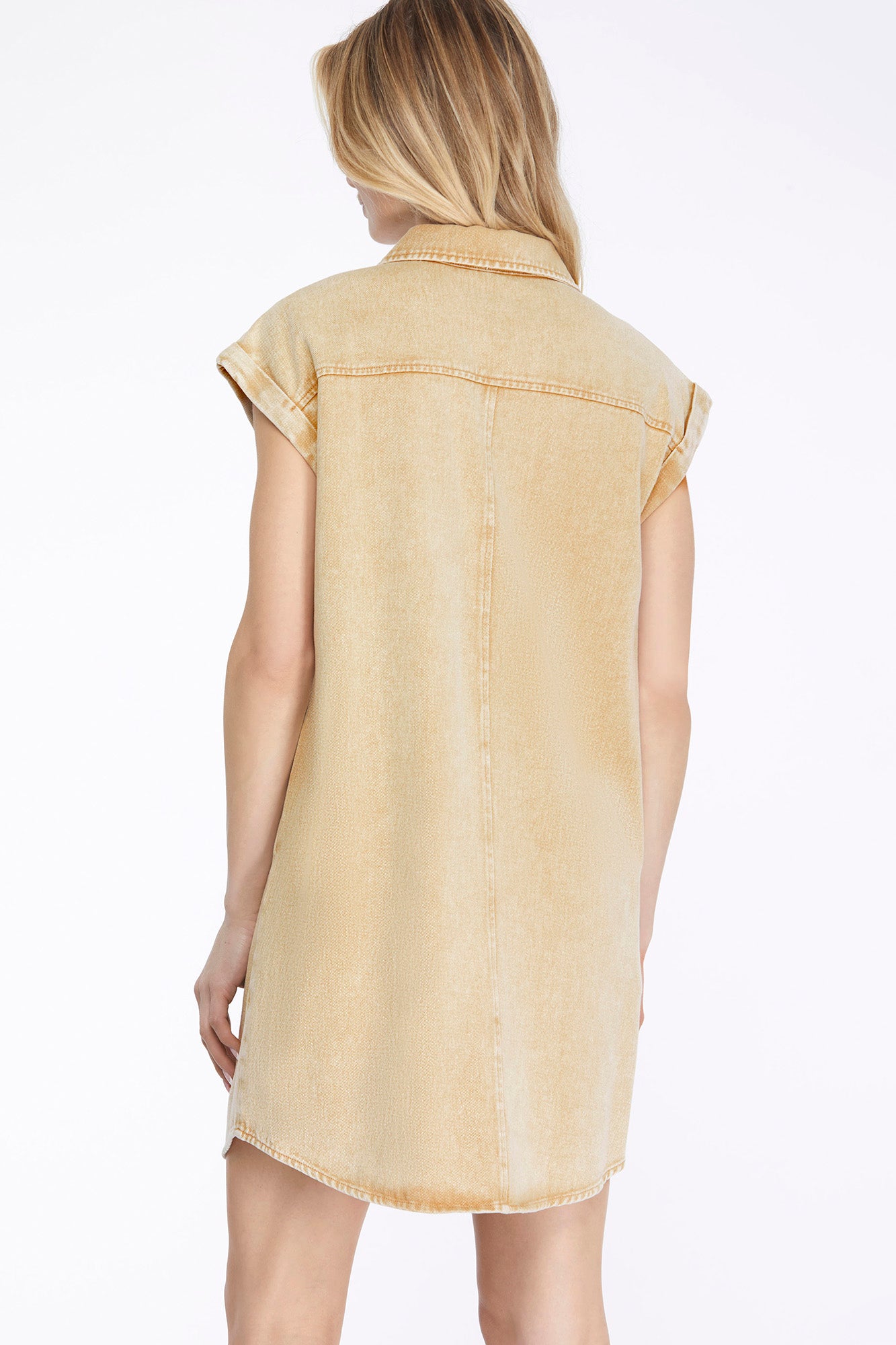 Button Down Washed Shirt Dress In Taupe