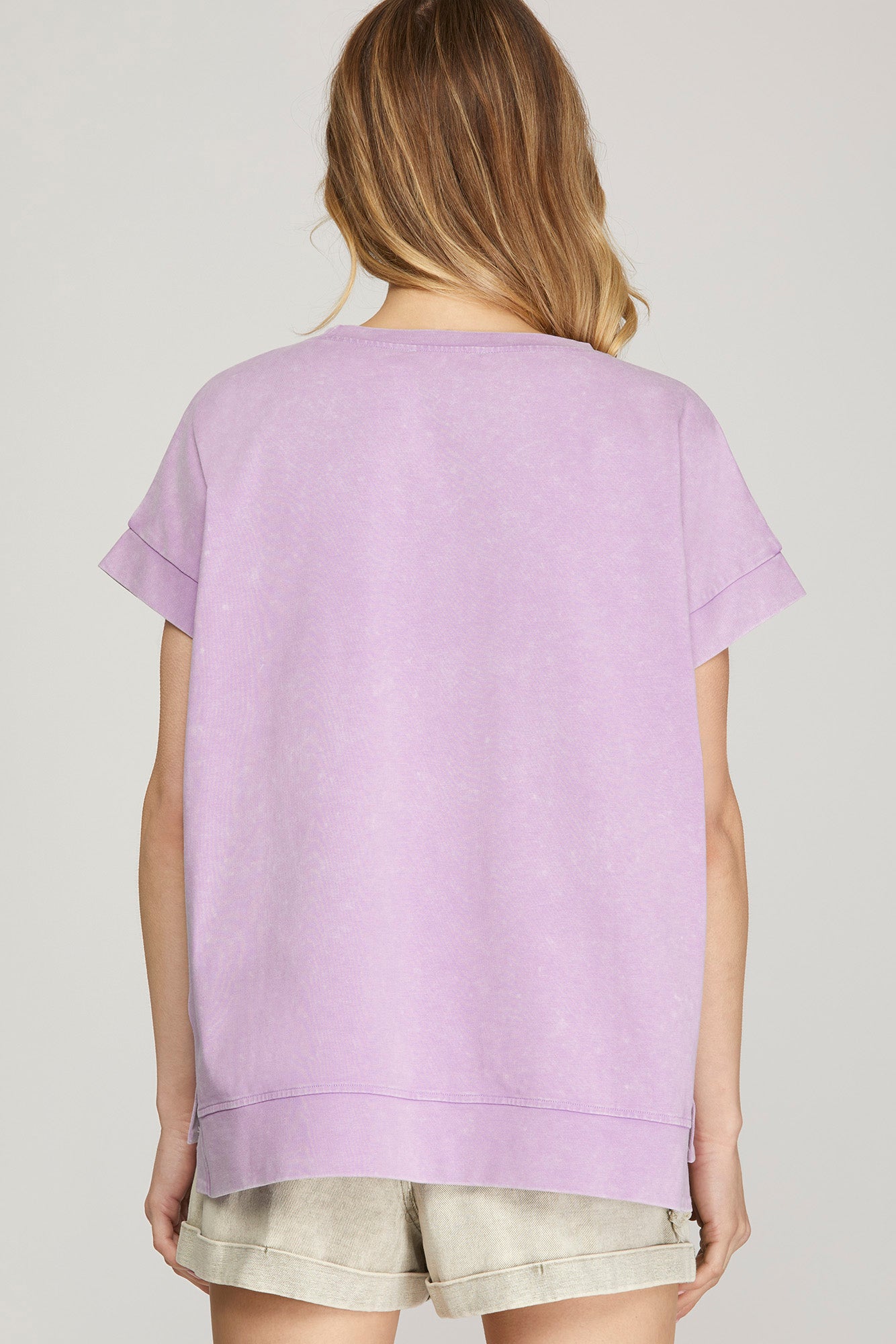 Wash Cotton Oversized Tee in Lavender