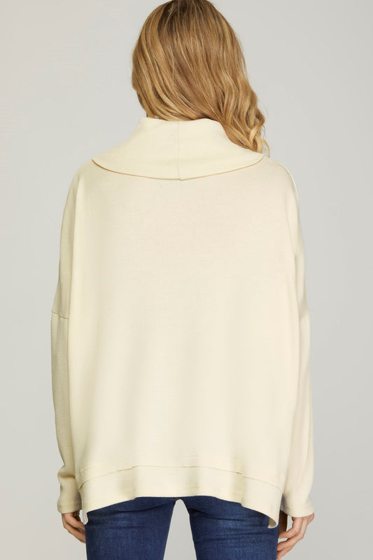 Long Sleeve Turtleneck Tunic in Cream