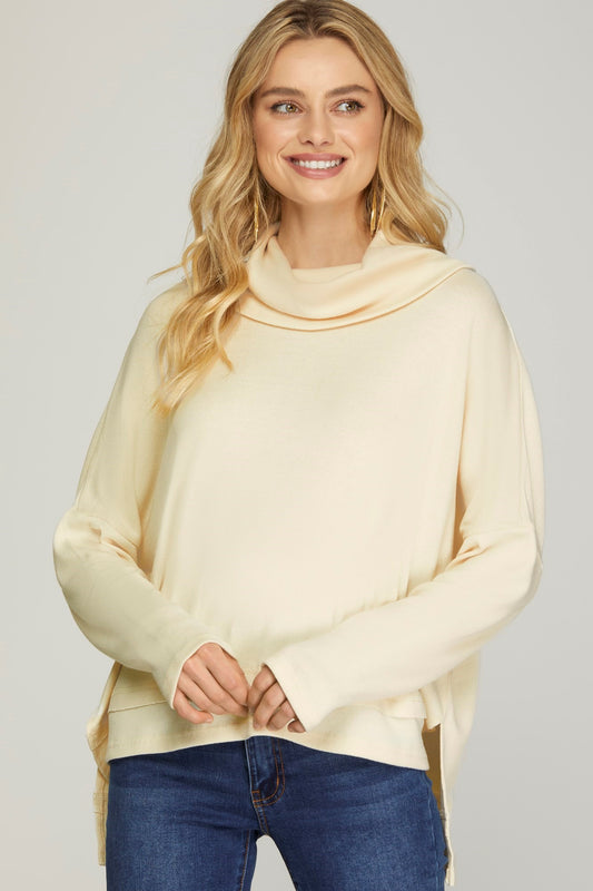 Long Sleeve Turtleneck Tunic in Cream