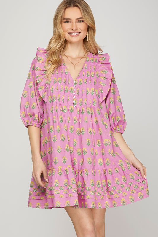 Lovely Flowers Printed Mini Dress