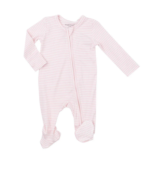 Angel Dear Light Pink Stripe 2 Way Zipper Footie