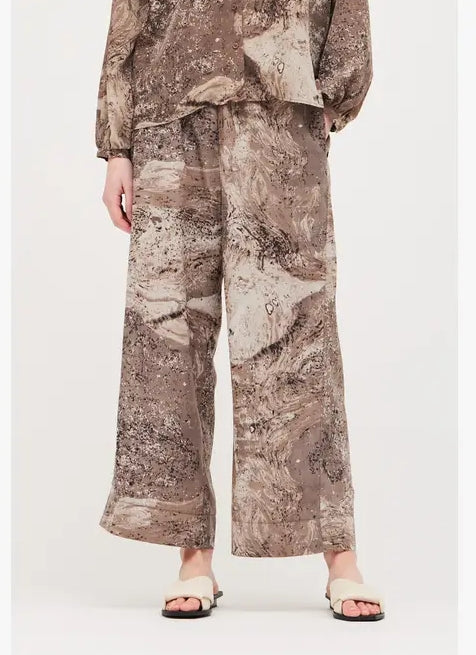 Satin Printed Pants in Chicory