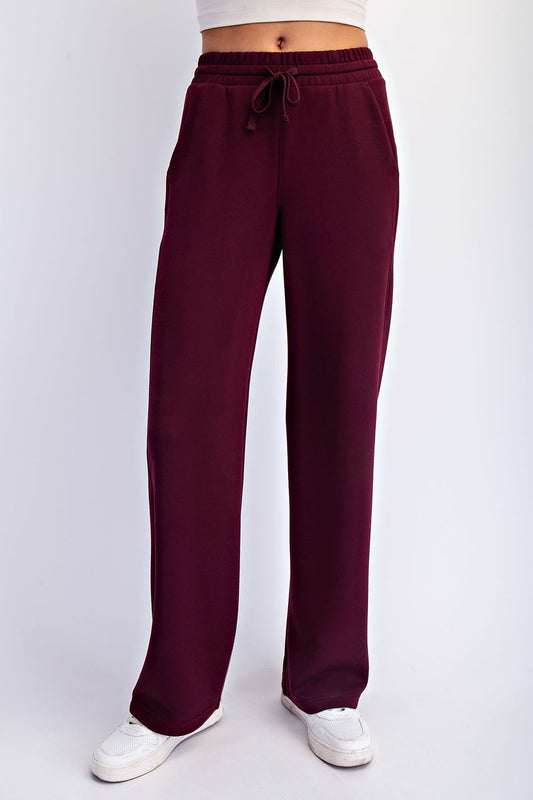 Scuba Luxe Pants Set In Dark Cherry