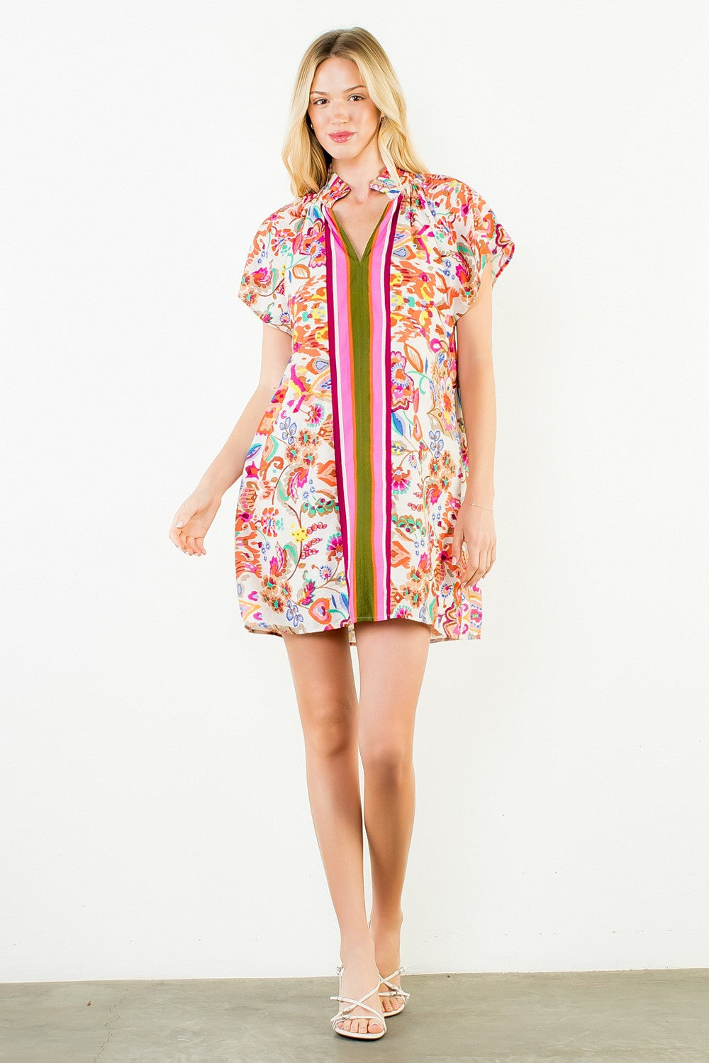 Short Sleeve Flower Dress