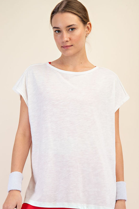 Slub Oversized Tee In Off White