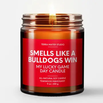 Smells Like A Bulldogs Win Game Day Candle Teakwood and Mahogany