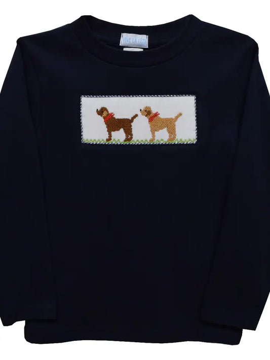 Smocked Dog Tee Navy