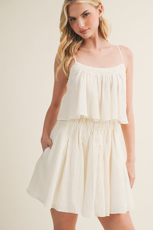 Smocked Waist Cami Mini Dress In Natural