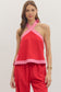 Solid Halter Top In Red/Pink