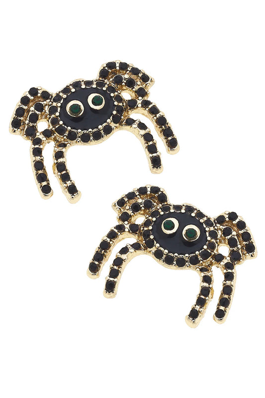 Spider Stud Earrings in Black