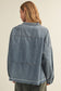 Split-Neck Frayed Edge Denim Blouse