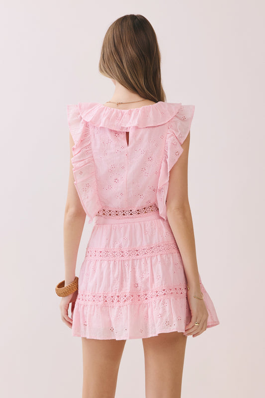 Spring Party Ruffle Skirt Set In Light Pink