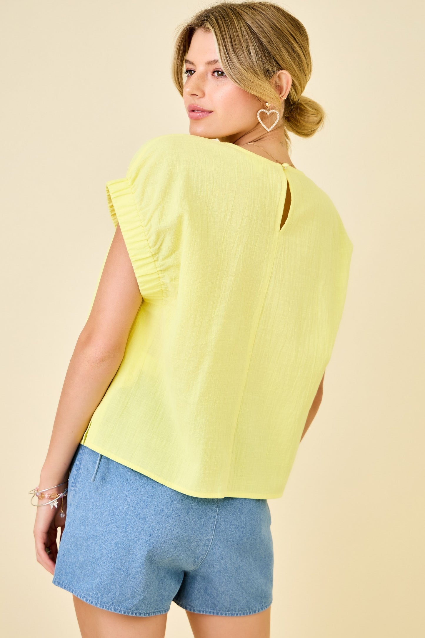 Spring Season Cotton Top In Lemon