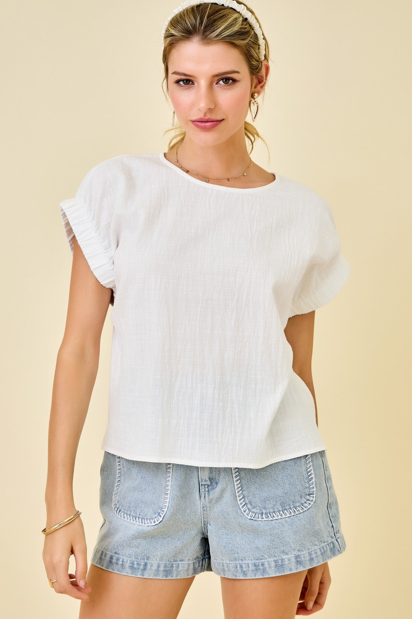 Spring Season Cotton Top In White