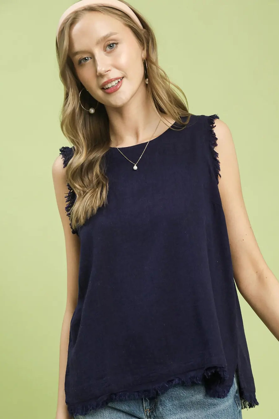 St. George Linen Top In Navy