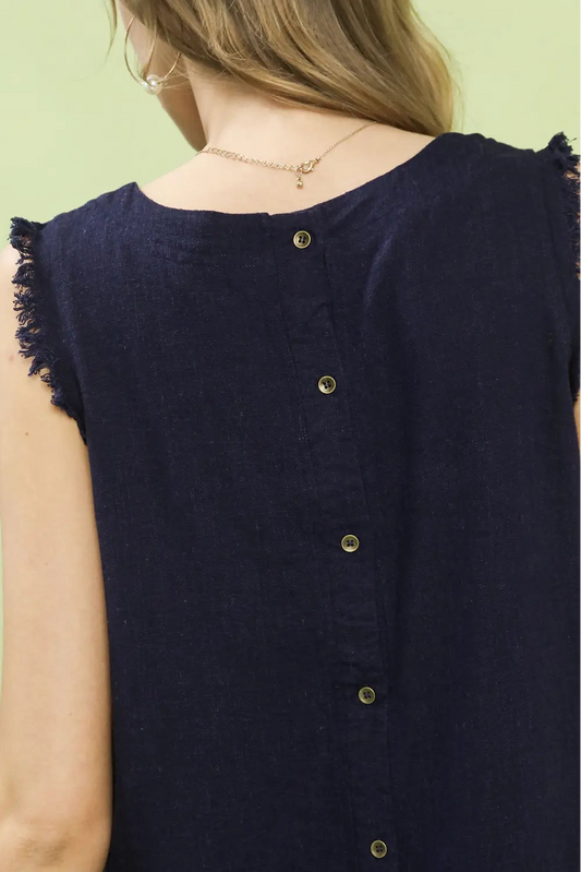 St. George Linen Top In Navy