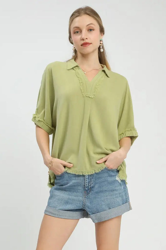 St. Vincent Linen Top In Sage