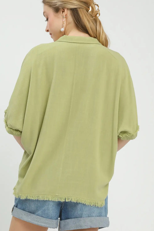 St. Vincent Linen Top In Sage