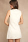 Stitch Detail Sleeveless Button Down Dress In Cream