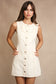 Stitch Detail Sleeveless Button Down Dress In Cream