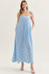 Strapless Eyelet Scallop Hem Maxi in Blue
