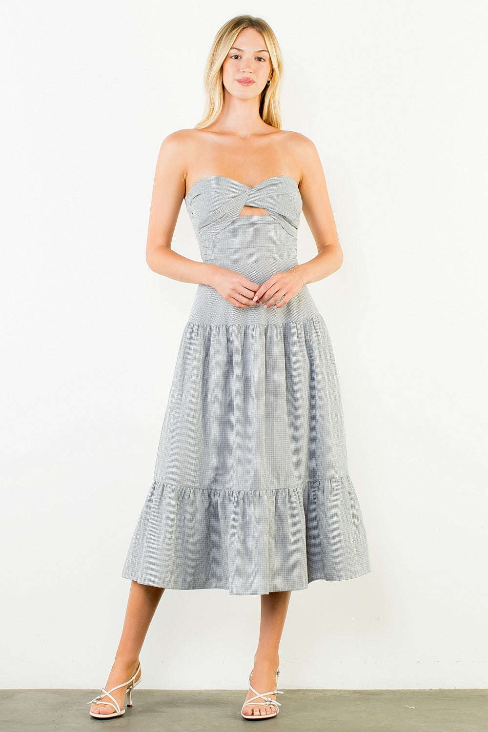 Strapless Gingham Dress In Black