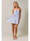 Strapless Lace Trim Babydoll Dress In Blue