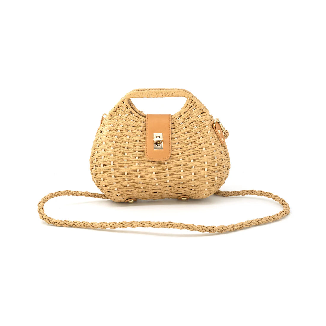 Straw Handbag with Crossbody Strap
