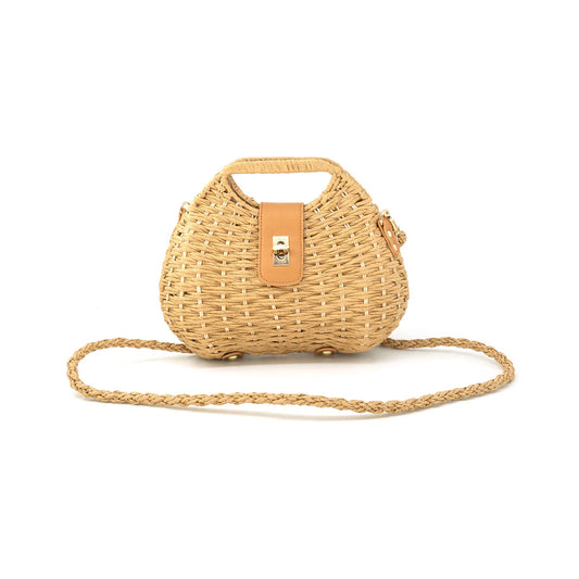 Straw Handbag with Crossbody Strap