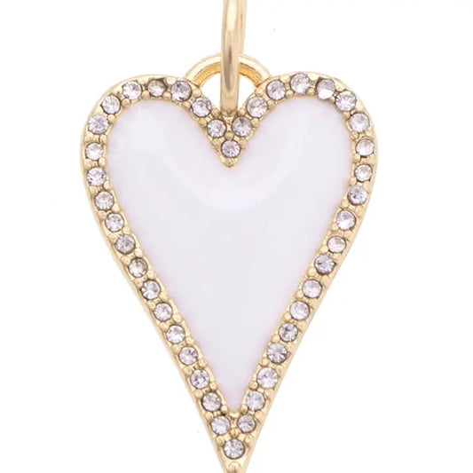Stretched Pave Heart Charm in White