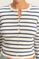 Striped Button Up Cardigan In Navy