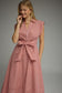 Striped Cap Sleeve Dress In Pink