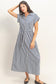 Striped Poplin Belted Shirt Dress With Pockets In Navy