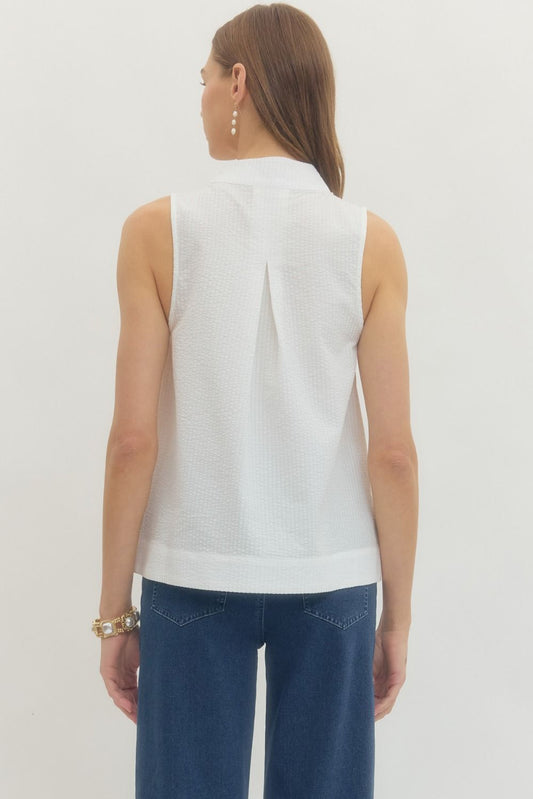 Striped Sleeveless Top In Off White