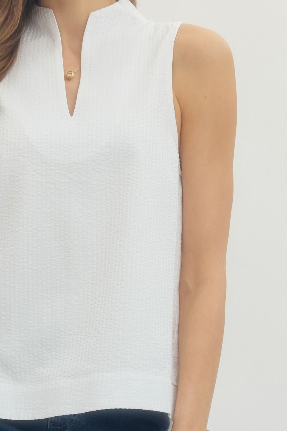 Striped Sleeveless Top In Off White