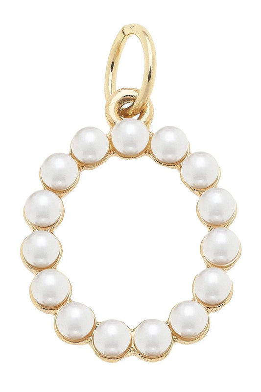 O Pearl Studded Letter Charm In Ivory