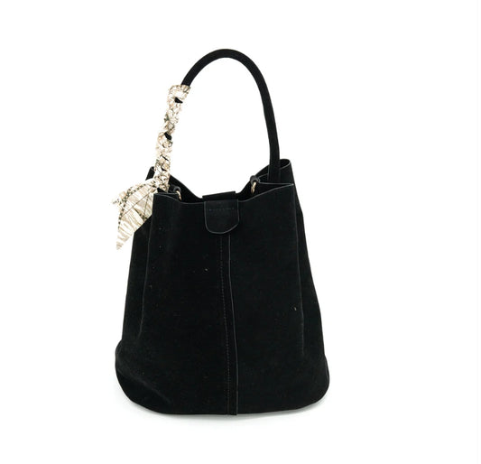 Suede Bucket Bag Medium Black