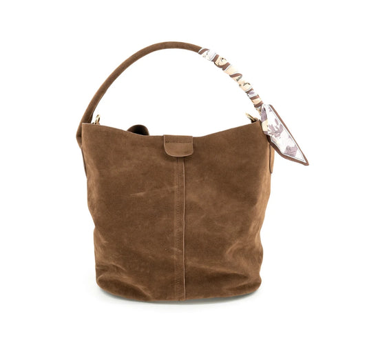 Suede Bucket Bag Medium Chocolate