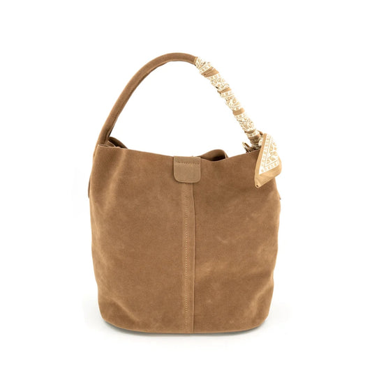 Suede Bucket Bag Medium Tan