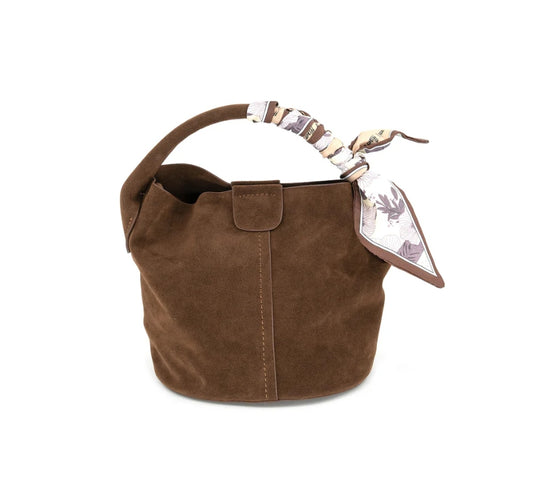 Suede Bucket Bag Small Chocolate