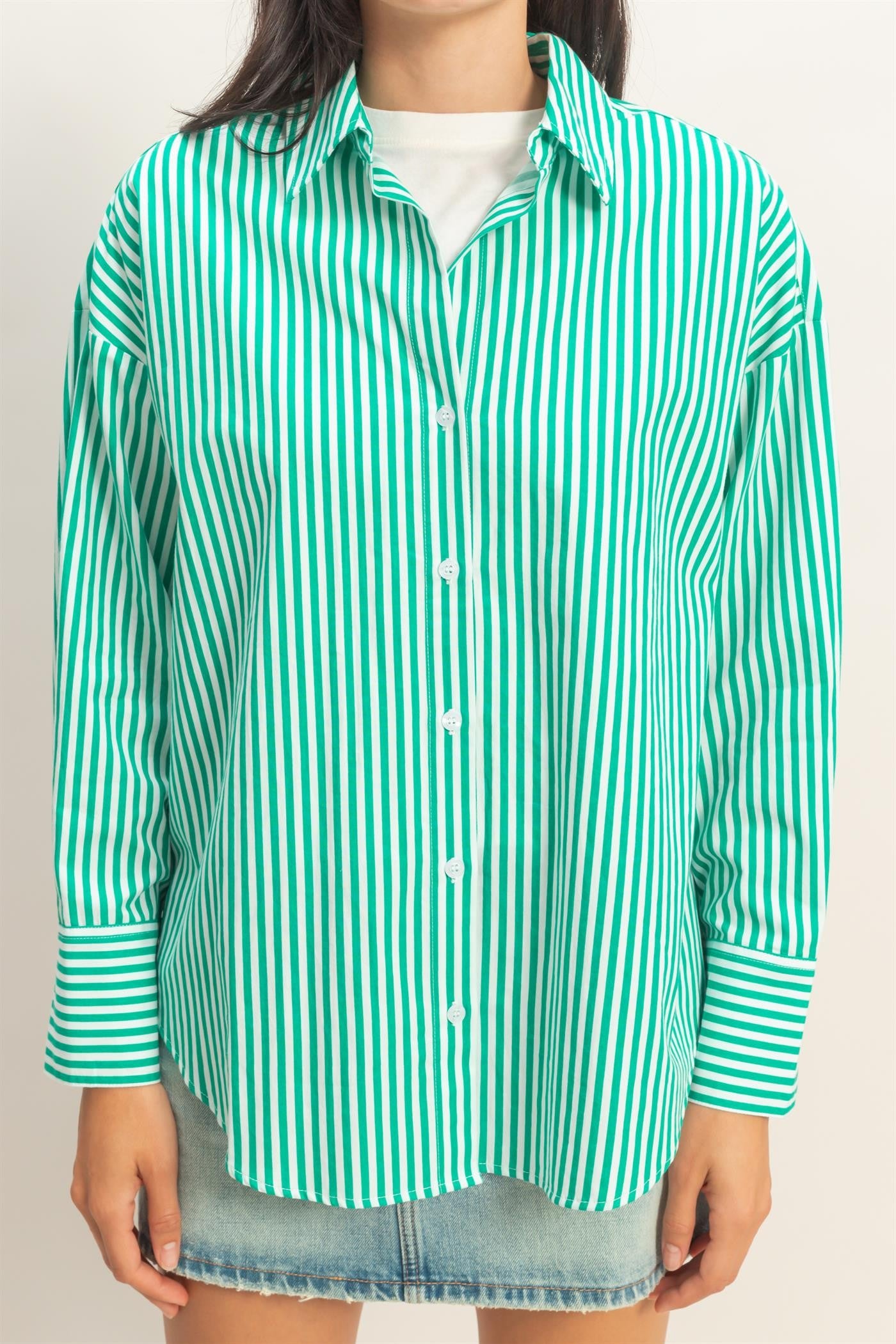 Sunday Stripes Poplin Shirt In Green