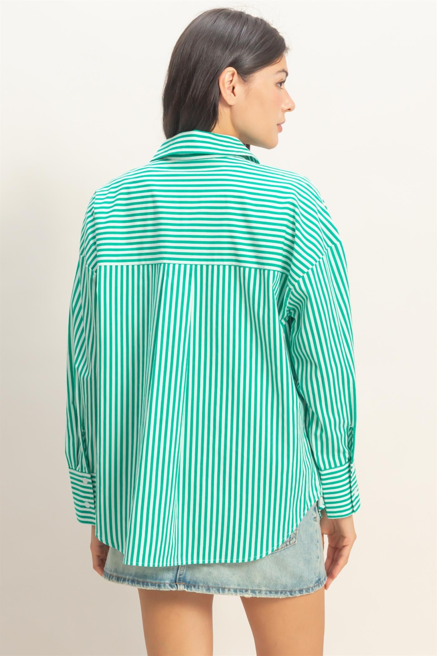 Sunday Stripes Poplin Shirt In Green